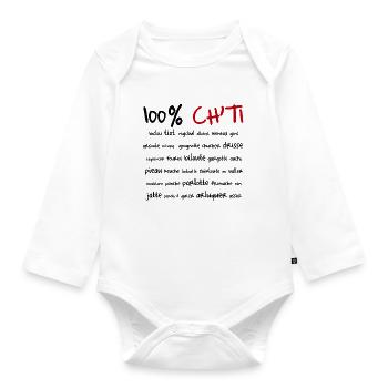 100% Ch'ti - Body Bébé bio manches longues - blanc - Devant