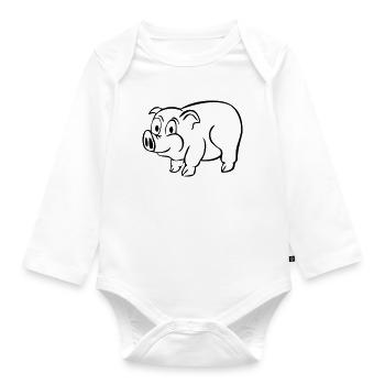 Lucky Pig - Organic Longsleeve Baby Bodysuit - white - Front