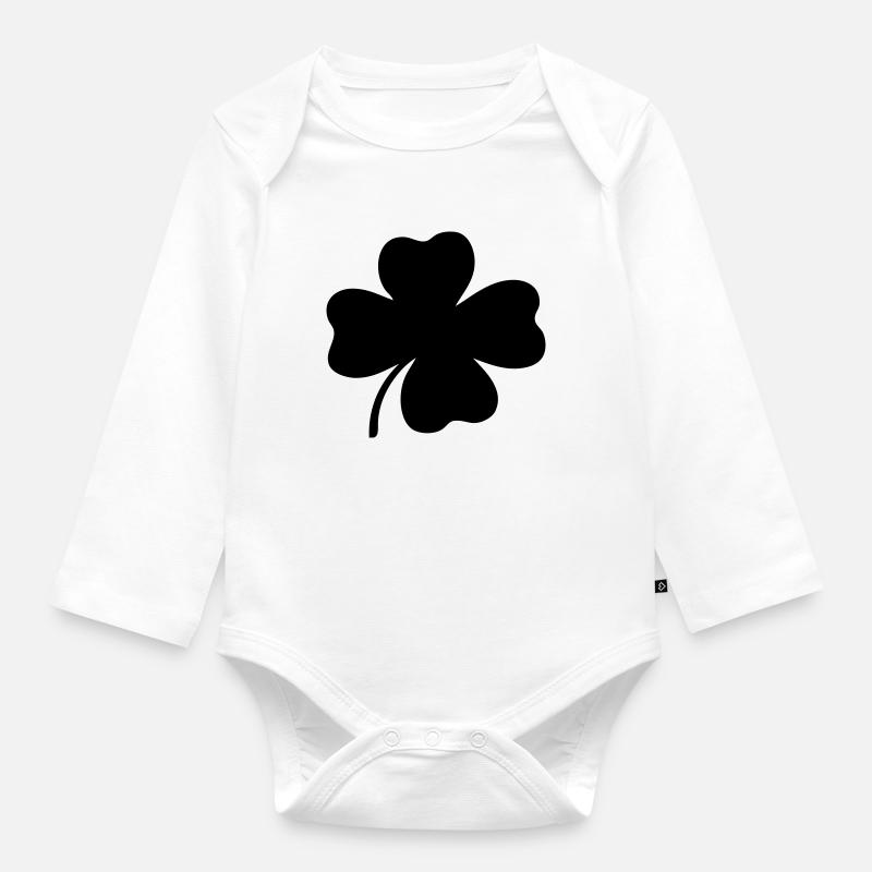 Trèfle à quatre feuilles - Body Bébé bio manches longues - blanc