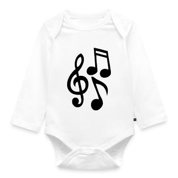 Musiknoten - Baby Bio-Langarm-Body - Weiß - Vorne