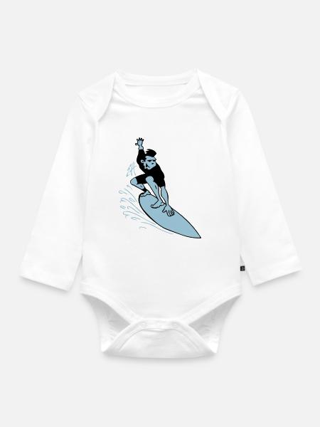 Surfer - Baby Bio-Langarm-Body - Weiß