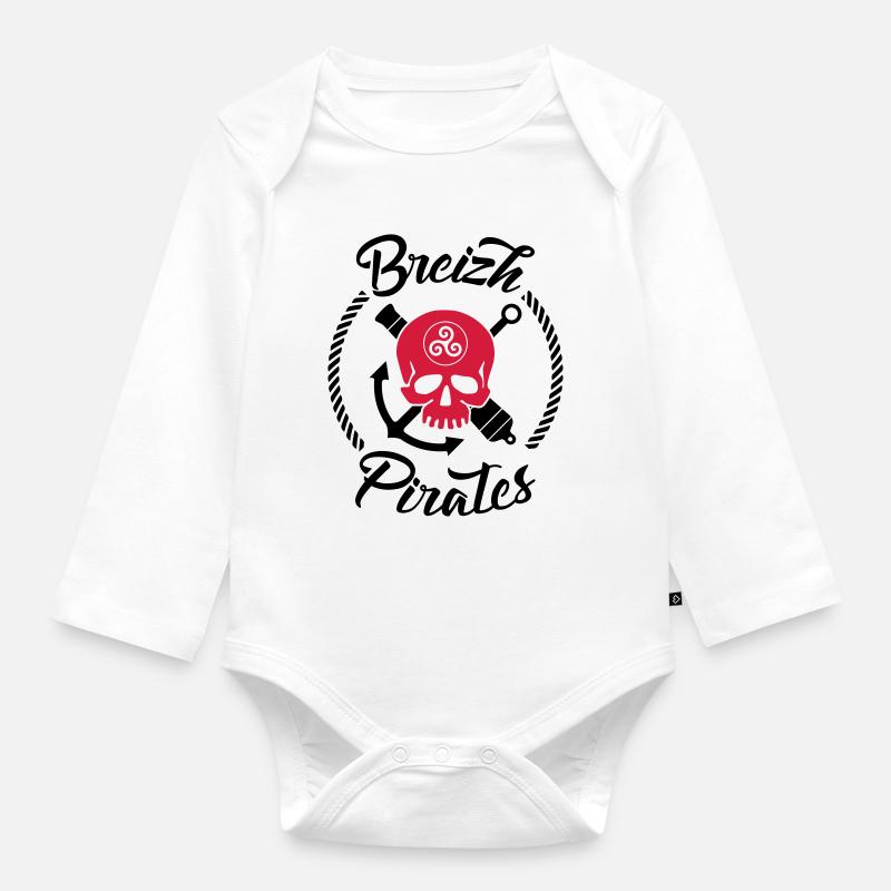 Breizh Pirates - Body Bébé bio manches longues - blanc