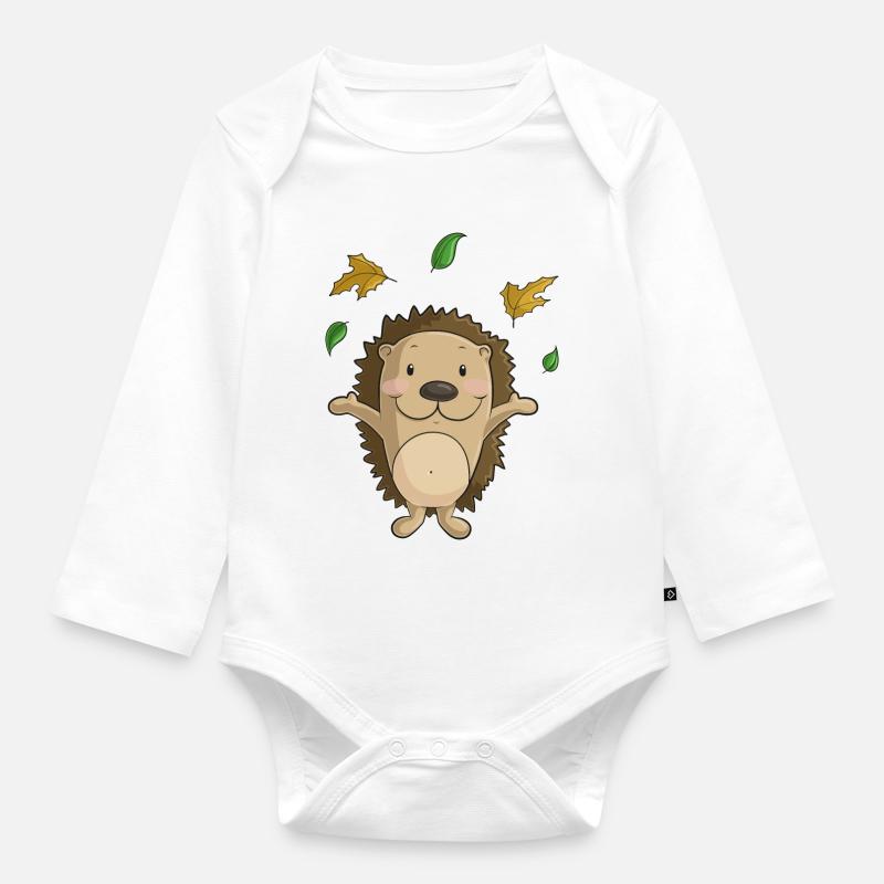 Igel Comic - Baby Bio-Langarm-Body - Weiß