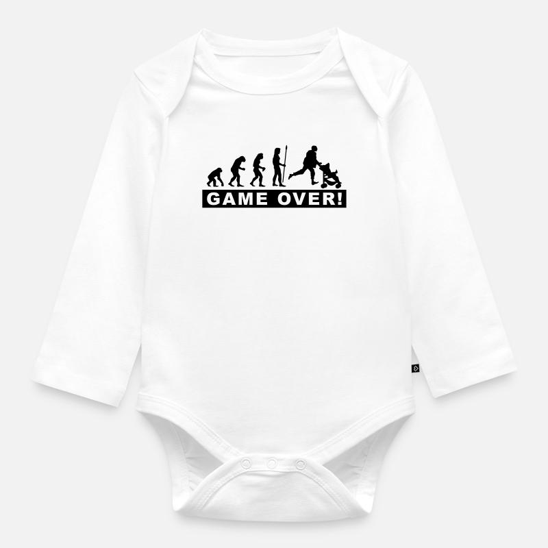 evolution_daddy - Organic Longsleeve Baby Bodysuit - white