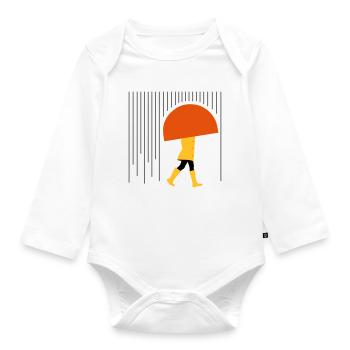 Mensch im Regen - Minimal - Baby Bio-Langarm-Body - Weiß - Vorne
