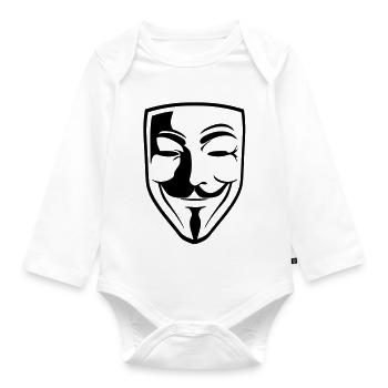 Anonymous Mask Guy Fawks - Baby Bio-Langarm-Body - Weiß - Vorne