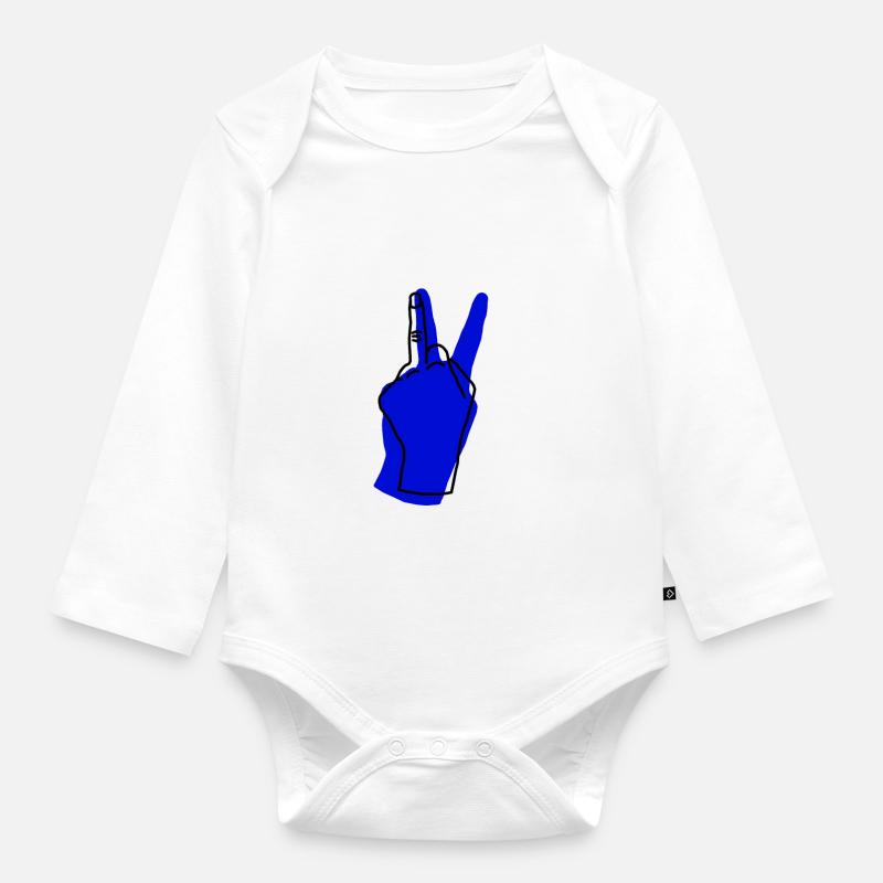 paix bleu - Body Bébé bio manches longues - blanc