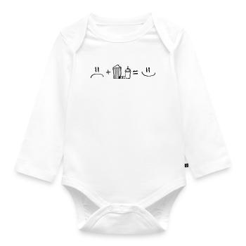 Unhappy plus Cinema is Happy - Cinema, Film, Movie - Organic Longsleeve Baby Bodysuit - white - Front