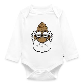 face head shit sour piss annoyed - Organic Longsleeve Baby Bodysuit - white - Front