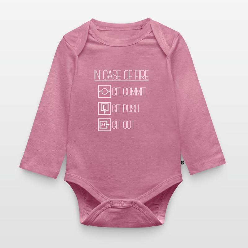 In Case Of Fire Git Commit Coding Programmer Linux Baby Bio-Langarm-Body