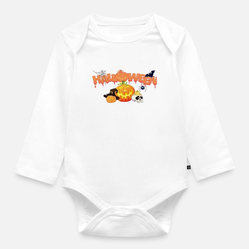 Halloween - Body Bébé bio manches longues - blanc