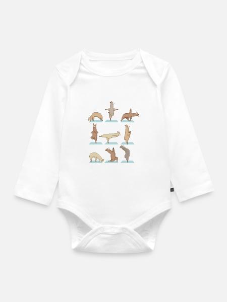 Alpaka Lama Yoga Sport Lustig Turnen Gymnastik - Baby Bio-Langarm-Body - Weiß