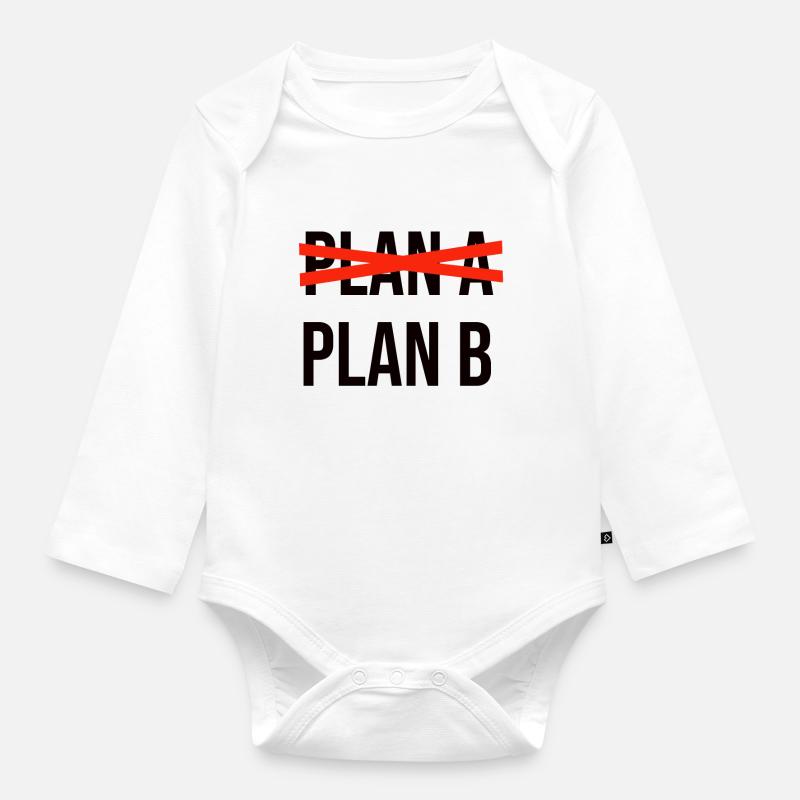Plan A Plan B noir - Body Bébé bio manches longues - blanc