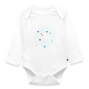 Astronaut in the solar system - Organic Longsleeve Baby Bodysuit - white - Front