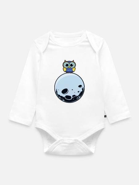 Eule - Baby Bio-Langarm-Body - Weiß