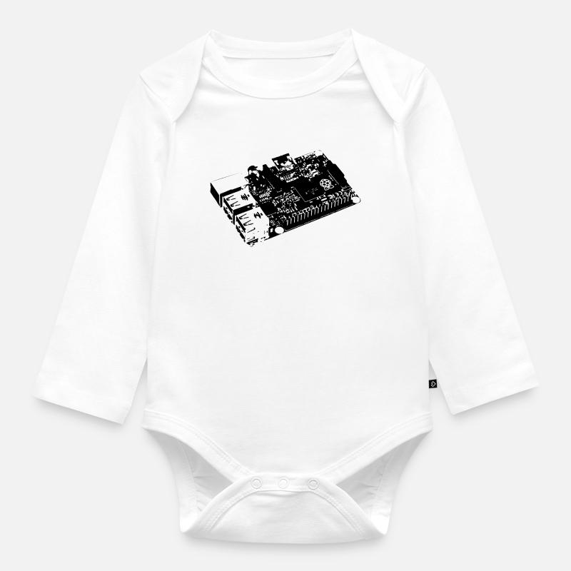 DIY - Raspberry Pi - Linux - Organic Longsleeve Baby Bodysuit - white