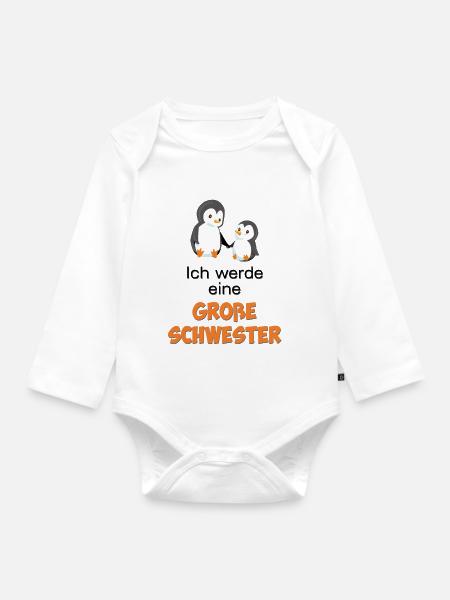 Ich werde eine große Schwester - Baby Bio-Langarm-Body - Weiß