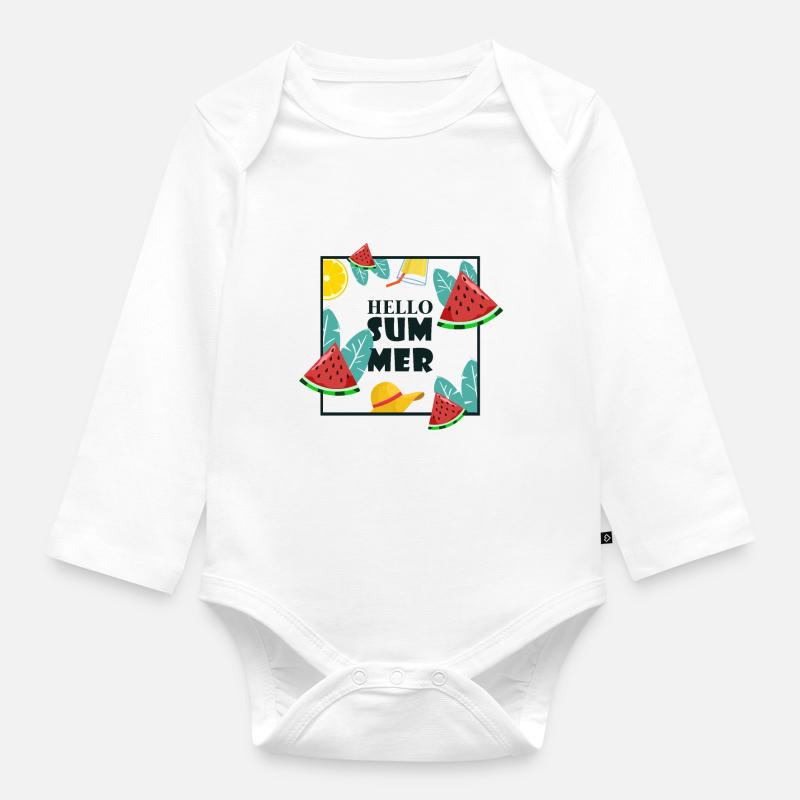 Été - Body Bébé bio manches longues - blanc