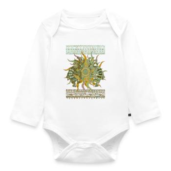 Native American Kokopelli Musicans - Sun Border 2 - Baby Bio-Langarm-Body - Weiß - Vorne