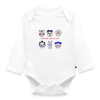 Choose your mask - Organic Longsleeve Baby Bodysuit - white - Front