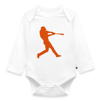 baseball batte frappe silhouette - Body Bébé bio manches longues - blanc - Devant