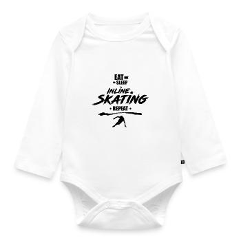 Inline Skating Inline Skating Inline Skating - Organic Longsleeve Baby Bodysuit - white - Front