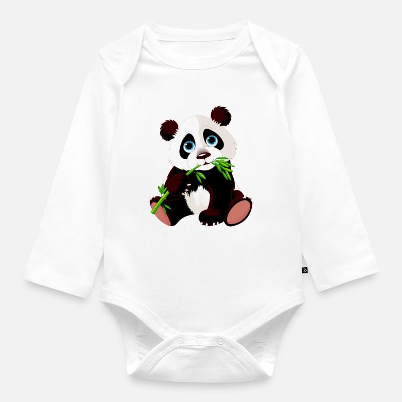 panda - Body Bébé bio manches longues - blanc