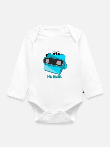 90er Jahre Retro - Baby Bio-Langarm-Body - Weiß