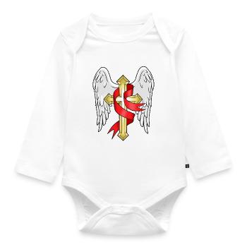 Kreuz Christen Jesus Geschenk Religion Papst - Baby Bio-Langarm-Body - Weiß - Vorne