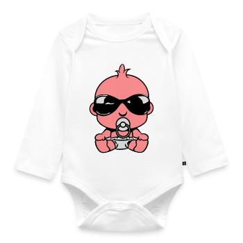 Bébé mignon suce sonnenbrillel - Body Bébé bio manches longues - blanc - Devant