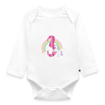 3rd birthday 3 years old girl - Organic Longsleeve Baby Bodysuit - white - Front