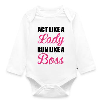 Run - Baby Bio-Langarm-Body - Weiß - Vorne