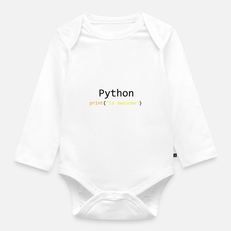 Python is awesome - Baby Bio-Langarm-Body - Weiß