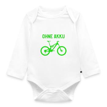 Warum mich ohne Akku fahre Fahrrad Anti E-Bike - Baby Bio-Langarm-Body - Weiß - Vorne