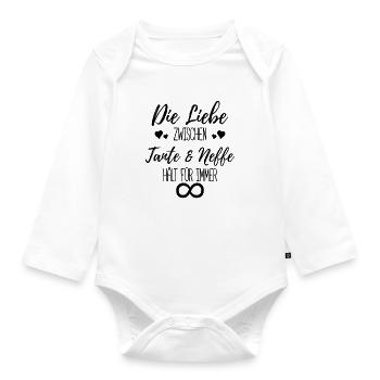 Tante Neffe Liebe Geschenkidee - Baby Bio-Langarm-Body - Weiß - Vorne