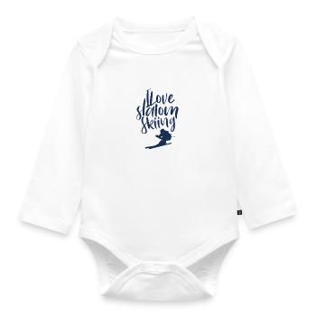 Skier Skirennen Skifahrer Slalom Ski Ski Slalom - Baby Bio-Langarm-Body - Weiß - Vorne