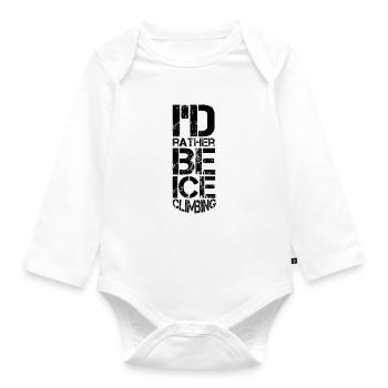 Eisklettern Eistour Eiswand Eiskletterer Eispickel - Baby Bio-Langarm-Body - Weiß - Vorne