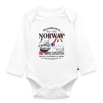 Norway Fishing Scandinavia - Organic Longsleeve Baby Bodysuit - white - Front