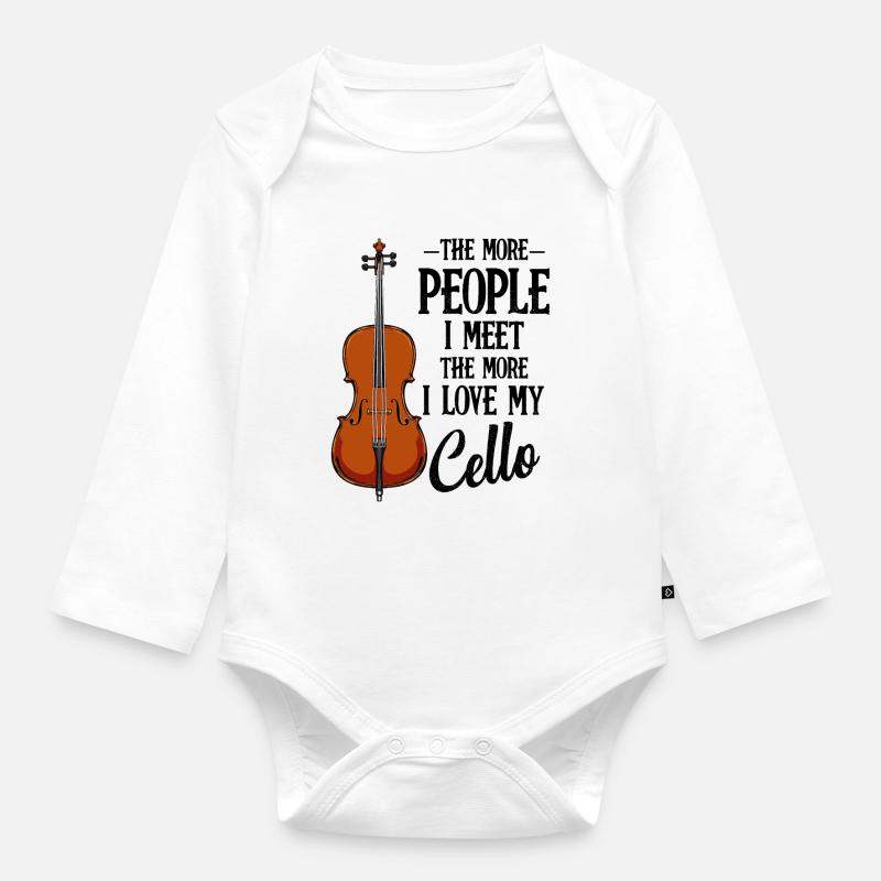 violoncelle - Body Bébé bio manches longues - blanc