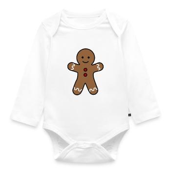 Christmas gingerbread Christmas cartoon - Organic Longsleeve Baby Bodysuit - white - Front