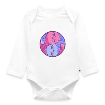 Yin Yang Katze Taijitu Mietzekatze Miau Geschenk - Baby Bio-Langarm-Body - Weiß - Vorne