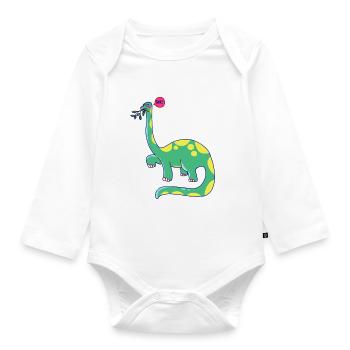 Dinosaur is in a bad mood - Organic Longsleeve Baby Bodysuit - white - Front