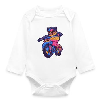 Katze Motorsport Motocross Adrenalin Tier Geschenk - Baby Bio-Langarm-Body - Weiß - Vorne