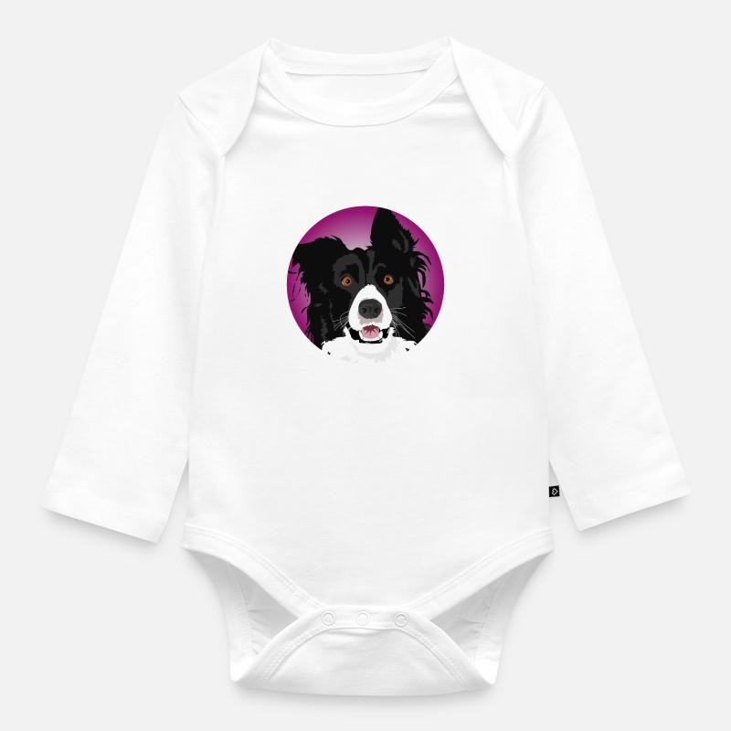 Chien Border Collie cool - Body Bébé bio manches longues - blanc