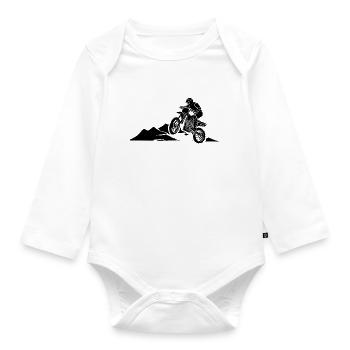 Motorbike motorcyclist - Organic Longsleeve Baby Bodysuit - white - Front