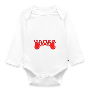Daddy's Little Gamer - Organic Longsleeve Baby Bodysuit - white - Front