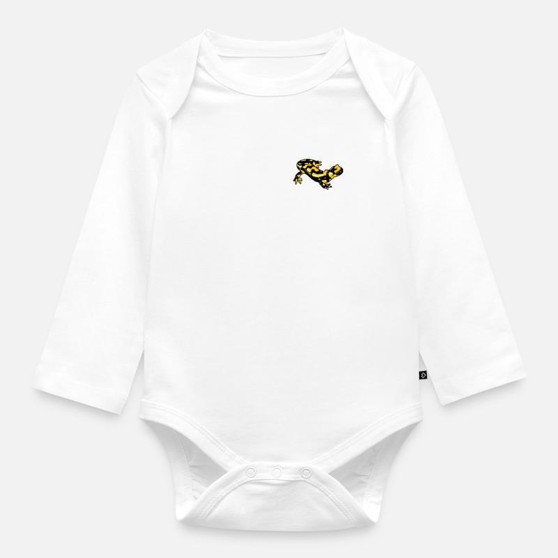 Feuersalamander Logo Echte Salamander Feuermolch - Baby Bio-Langarm-Body - Weiß