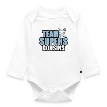 team supers cousins - Body Bébé bio manches longues - blanc - Devant