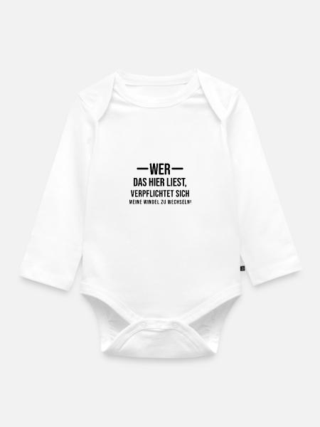 Change diaper - Organic Longsleeve Baby Bodysuit - white