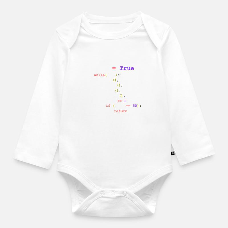 Eat Sleep Code Repeat - programmeur - Body Bébé bio manches longues - blanc